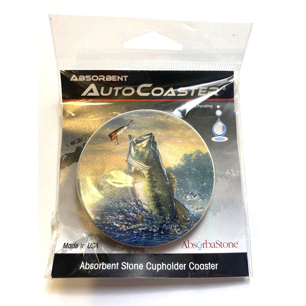 Big Mouth Bas AbsorbaStone Auto Cupholder Coaster Standard Fit NIP